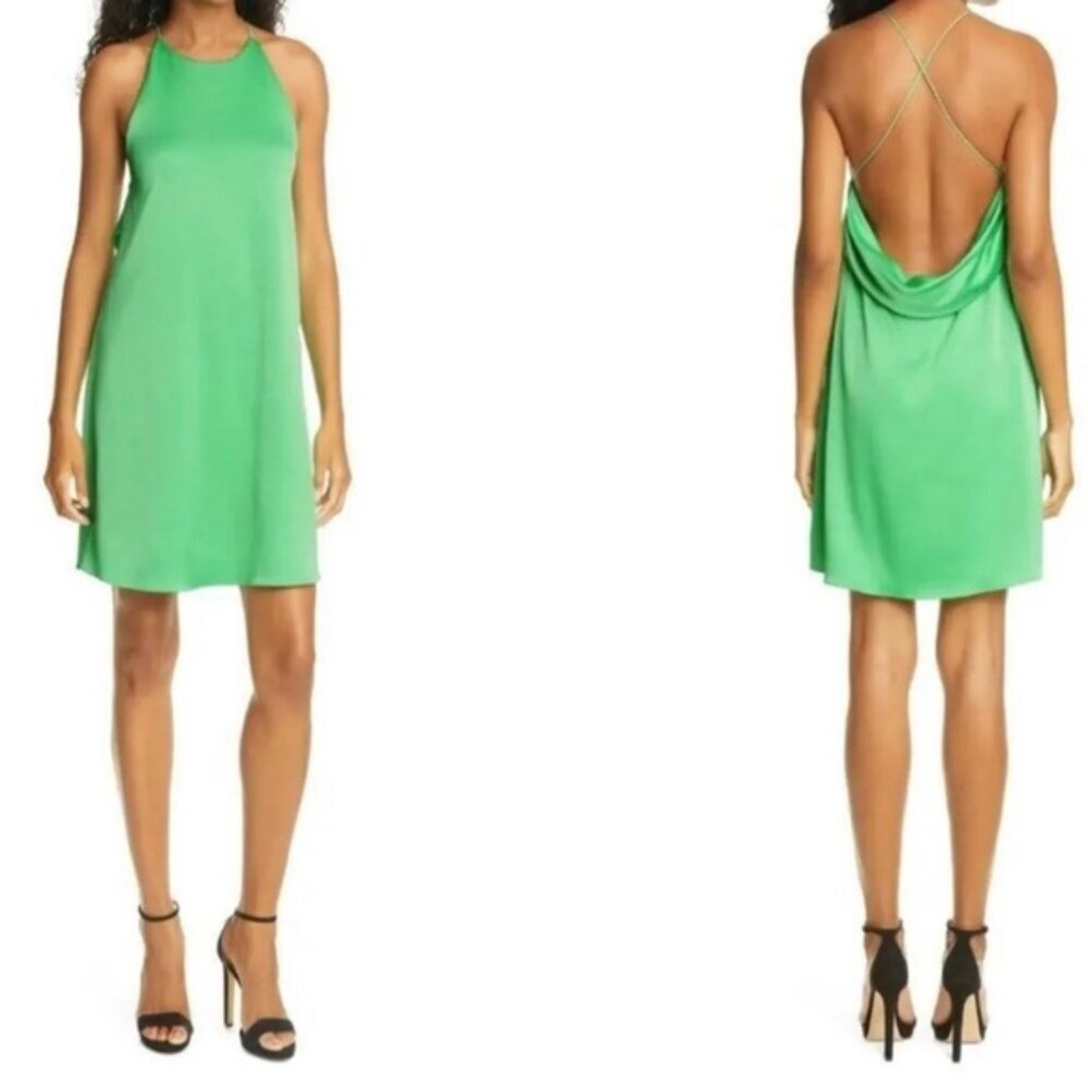NWT alice + olivia JADE Cowl Back Lined Satin Mini Dress CC005205551 Size 12